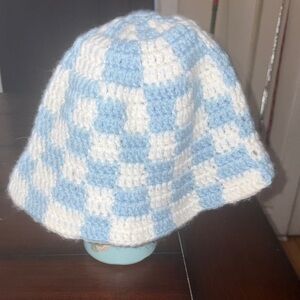 Blue and White Checkered Kids Hat